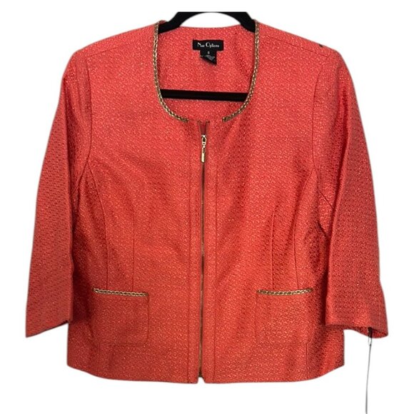 Nue Options Jackets & Blazers - Nue Options Venice Tweed Blazer Size 6 Melon Gold Trim
